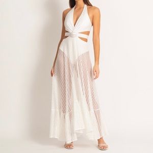 PatBO White Halter Neck White Beach Dress Sz. Medium